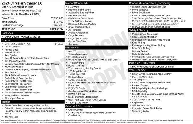 2024 Chrysler Voyager LX