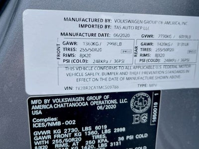 2021 Volkswagen Atlas 3.6L V6 SEL